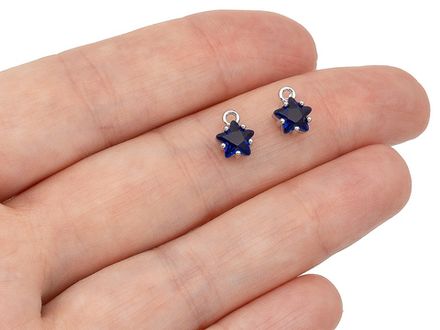 Подвеска "Звездочка" с синим кристаллом, 8мм