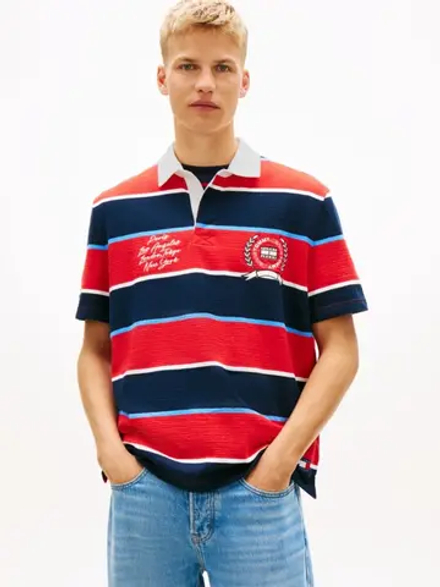 Поло мужское TOMMY JEANS TJM RLX SS STRIPE S