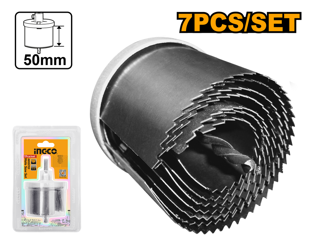 Набор кольцевых пил по дереву 26-63 мм 7 предметов