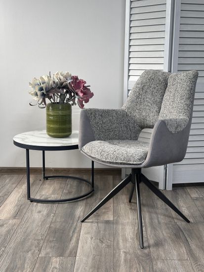 Стул ДАВЕН (DAVEN) 360 град, цвет СЕРЫЙ RIELY-450 / G1038-04 , ткань /ТЕМНО-СЕРЫЙ каркас