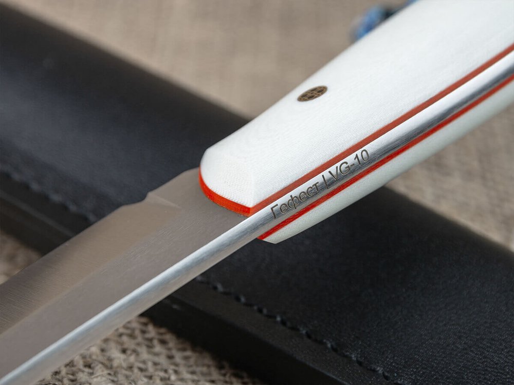 Нож для бушкрафта "Гефест", сталь VG-10/Elmax, рукоять G10 (белая)