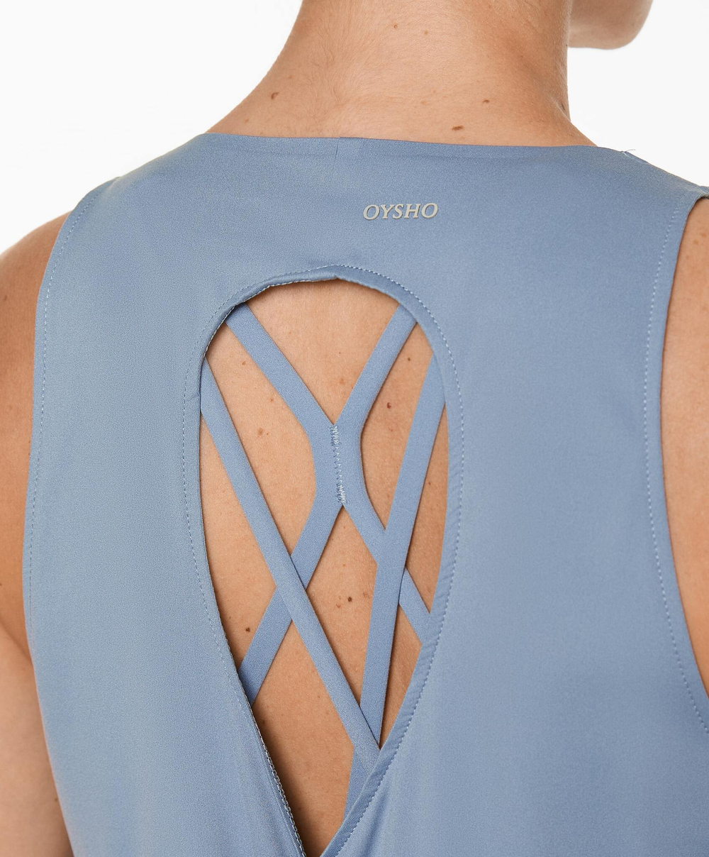 Oysho Футболка комфортлюкс с перекрестной спиной, туманный синий