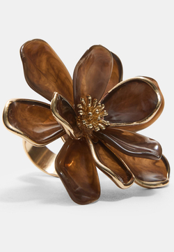 STRADIVARIUS Контрастное кольцо с цветком, коричневый