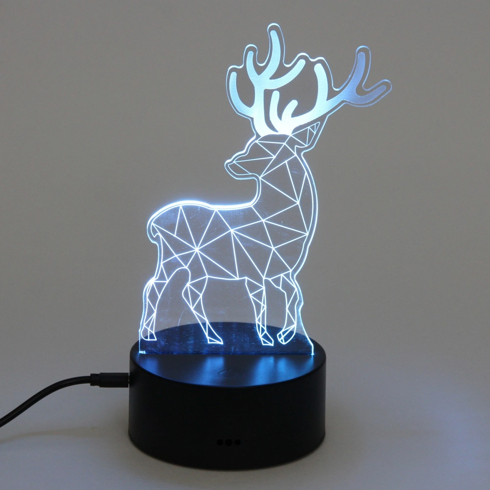 Светильник ночник «3D-Олень» на пластиковой подставке, с включателем USB