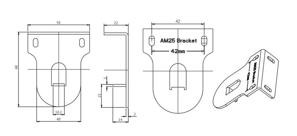 Крепление металлическое для АМ25 сторона мотора