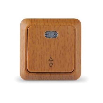 Выключатель проходной одноклавишный с подсветкой "UNIVersal" серия "Олимп", о/у, 10А, 220В, бук (вен