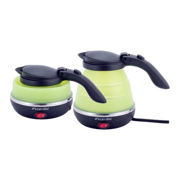 Чайник электрический 0,5 л. силиконовый складной Kamille KM-1723 зелёный с чёрным