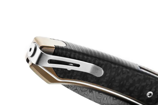 Нож складной Lion Steel Twain Damascus TW D BR - дамасская сталь, бронзовый титан на рукояти