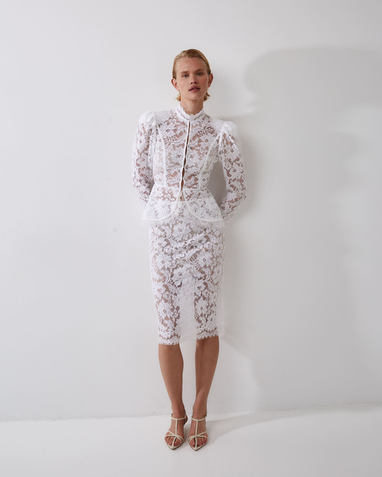 Юбка миди из кружева Софи Аллет белый