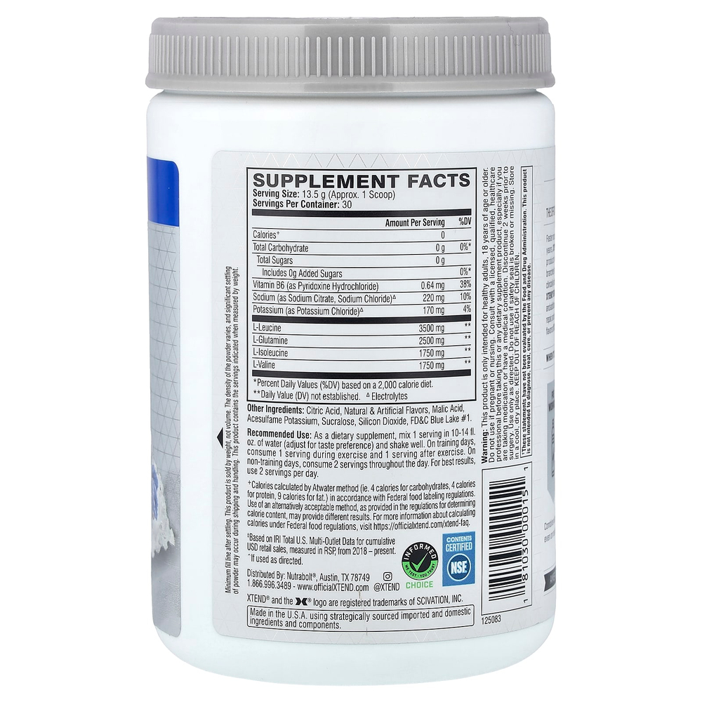 XTEND, 7 г BCAA, со вкусом голубой малины, 405 г (14,3 унции)