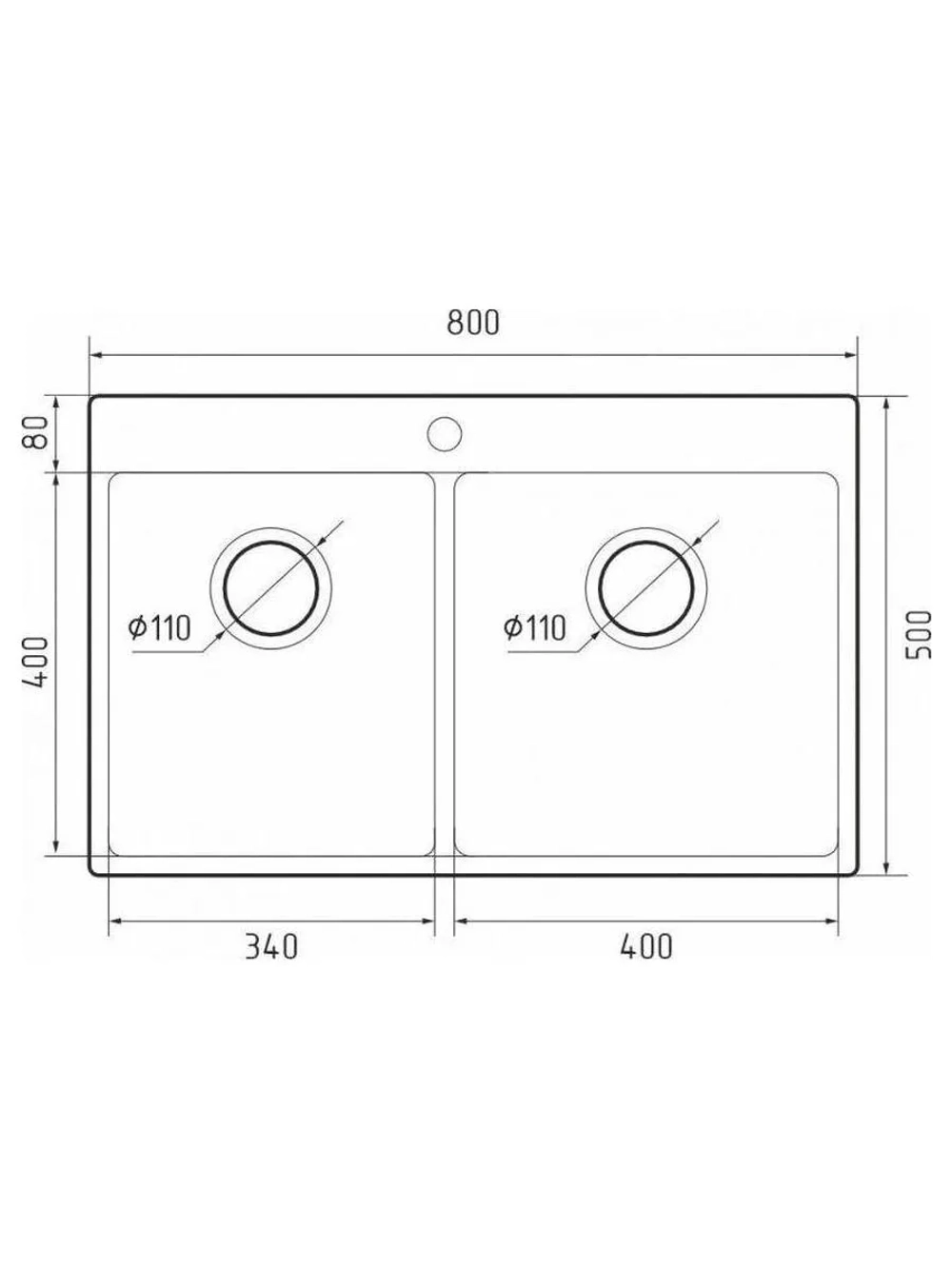 Rivelato Rinox 8050 B2 PVD black Мойка нерж.сталь 2 чаши 800*500*200 мм, монтаж: врезной, материал: нержавеющая сталь, цвет: черный