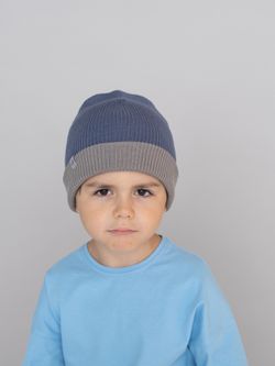 Шапка вязаная хлопковая ТВИНС(Синий пепел, пепельный)