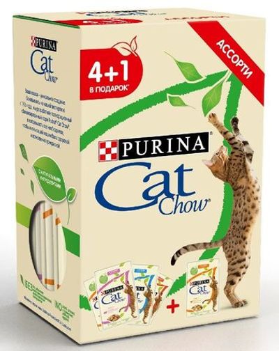 CAT CHOW  АССОРТИ паучи для кошек 5х85г ПРОМО 4+1 (12439307)