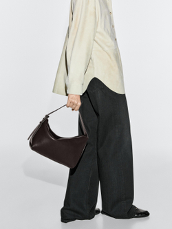 Massimo Dutti Небольшая сумка через плечо из кожи наппа, коричневый