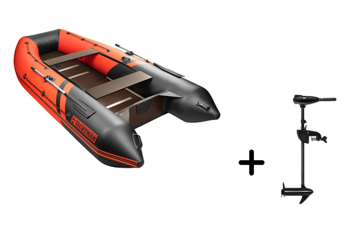 YACHTMAN-360 СК красный-черный + BST 55 L (комплект лодка + электромотор)