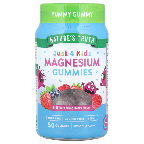 Nature's Truth, Just 4 Kidz, жевательные мармеладки с магнием, вкусное ягодное ассорти, 50 жевательных таблеток