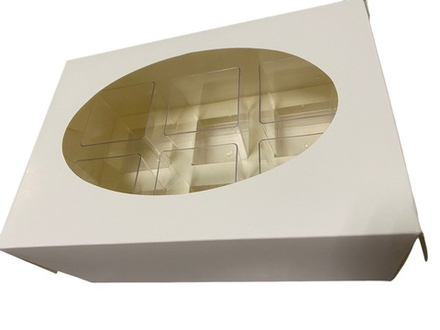 Коробка для пирожных (под квадратные креманки) на 6шт, белая 25х15х10 см