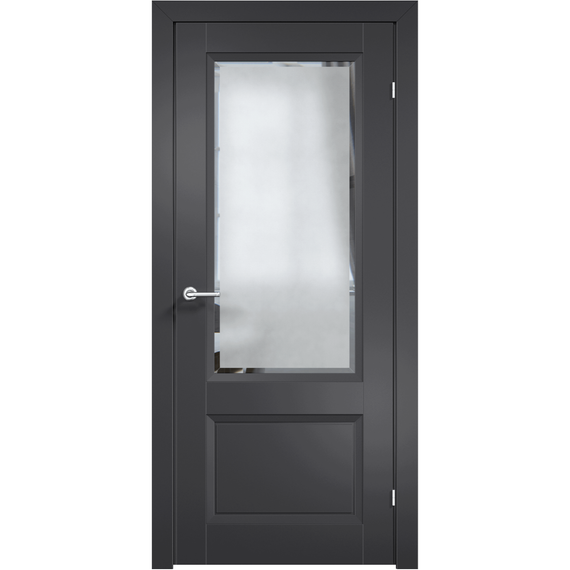 Фото межкомнатной двери эмаль Дверцов Модена 2 цвет сигнальный чёрный RAL 9004 остекленная