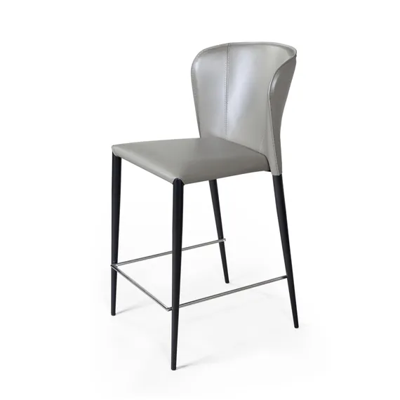 Полубарный стул Albert серо-коричневая кожа