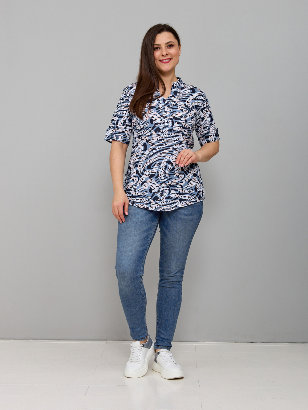 Блузка БЛ-122/индиго-этника