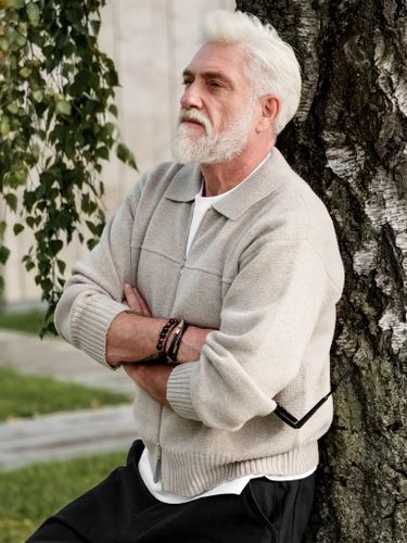 Бежевый джемпер на молнии Tate