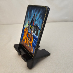 Сувенирная подставка для телефона с ручной росписью Палех "Нефтяники"