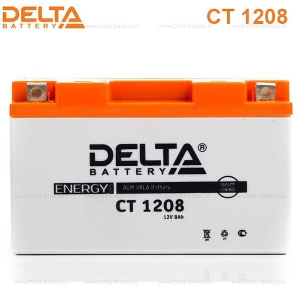 Аккумулятор Delta CT 1208 (12V / 8Ah) [YT7B-BS, YT7B-4, YT9B-BS]