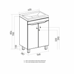 Тумба д/ванной "Лайн-60" под раковину Фостер 60 (Kirovit)/Fest-60 (Sanita Lux) (ПВХ)