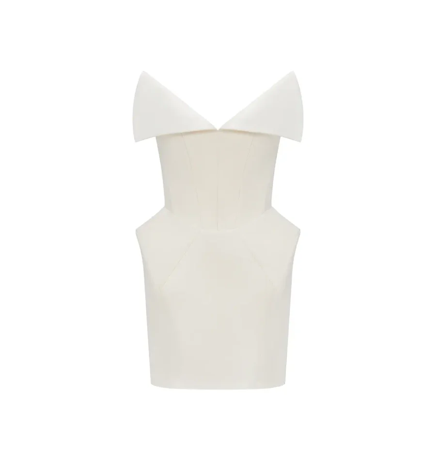 Платье с лацканами, Белое