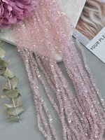 Бусины из хрустального стекла, треугольник, розовый, 4 мм, нить 34 см