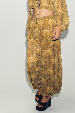 ZARA БРЮКИ-БАГГИ С ПРИНТОМ, ОТТЕНКИ ЗЕЛЕНОГО