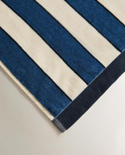 ZARA HOME ПЛЯЖНОЕ ПОЛОТЕНЦЕ В ПОЛОСКУ ИЗ ВЕЛЮРА, СВЕТЛО-СИНИЙ