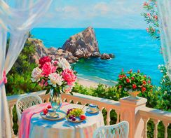 Картина по номерам "Балкончик с видом на море"