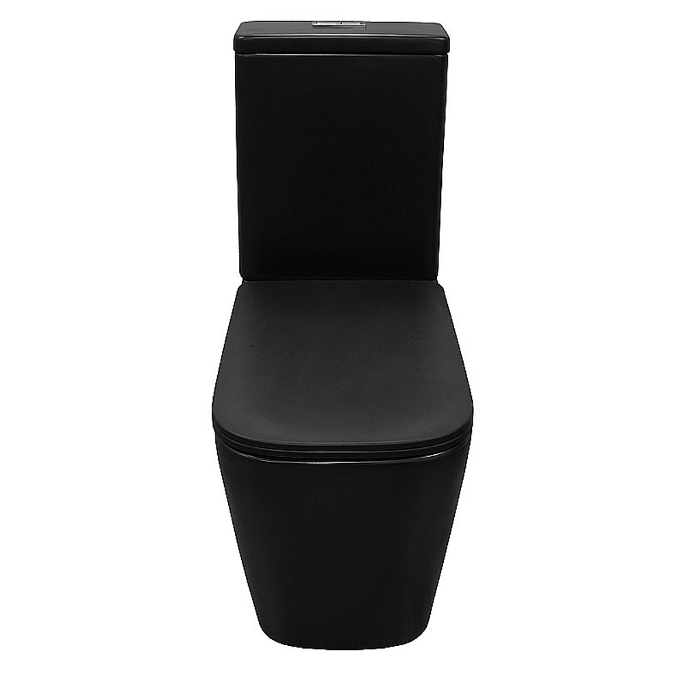 Унитаз напольный Azario Black King AZ-8303-D черный матовый, безободковый, с бачком, с крышкой микролифт
