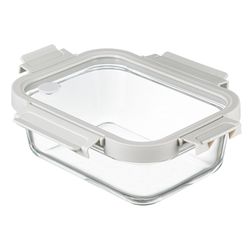 Контейнер для запекания и хранения прямоугольный Click Glass, 1 л, светло-серый