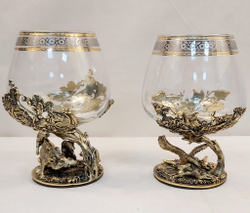 Набор из 2-х бокалов для коньяка "Охота на вепря и Соколиная охота" (подарочный футляр)