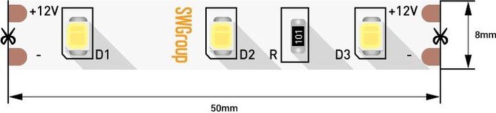 Светодиодная лента SWG 4,8W/m 60LED/m 2835SMD холодный белый 5M 001472