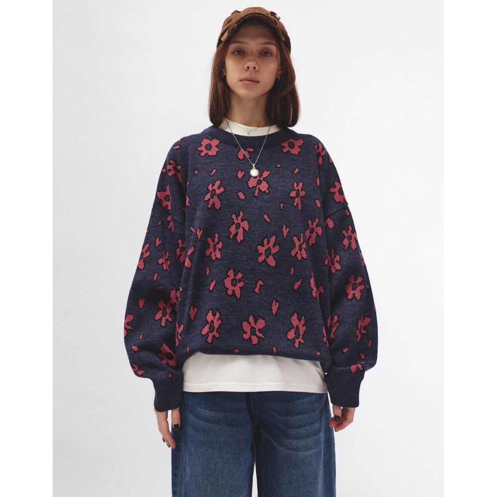 Свитер БИЧ Цветы синий
