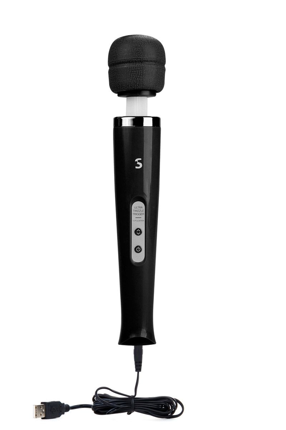 Черный вибромассажер, работающий от USB, Ultra Twizzle Trigger USB Plug - 31,5 см. (Цвет: черный)