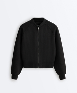 Oysho Куртка-бомбер в полоску, черный