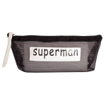 Пенал - косметичка Alingar, ПВХ-сетка, молния, 90 х 200 мм, "Superman", черный (надпись Superman)