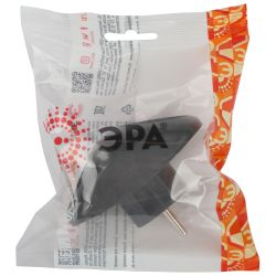 Разветвитель электрический ЭРА SPx-2-B на 2 розетки без заземления 10А черный | Тройники