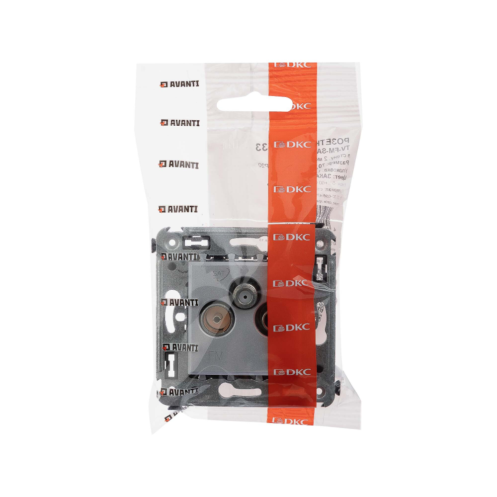 Розетка TV-FM-SAT в стену, "Avanti", "Закаленная сталь"