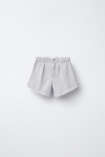 ZARA ДЖИНСОВЫЕ ШОРТЫ С ЗАЩИПАМИ, СЕРЫЙ