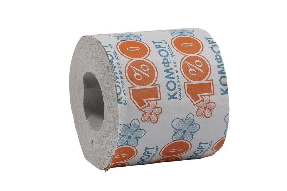 Туалетная бумага 1-слойная "Комфорт" серая 56 шт/уп