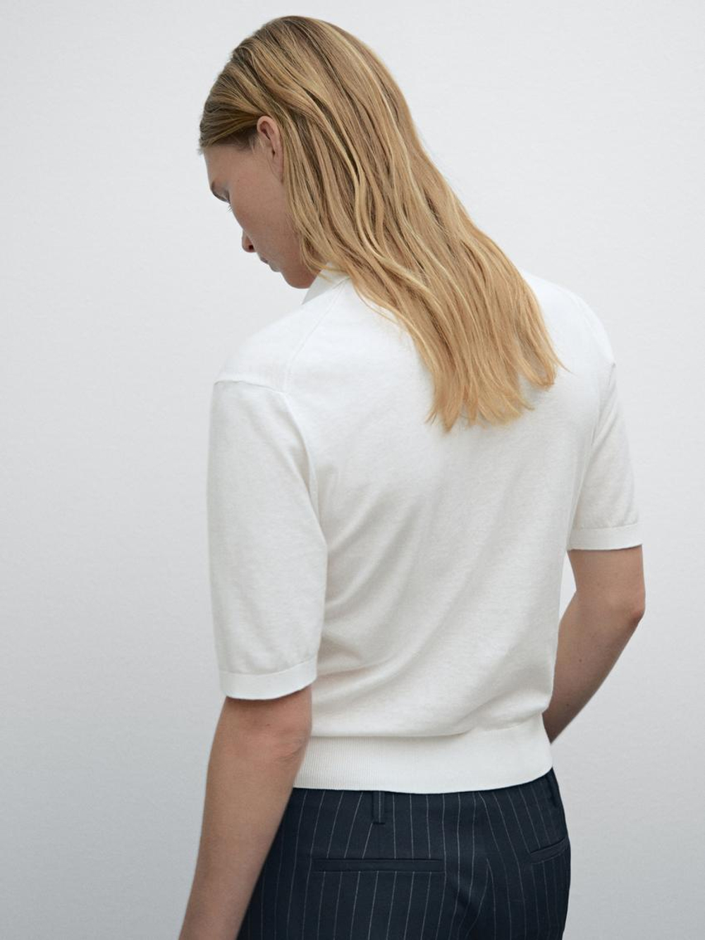 Massimo Dutti Футболка с воротником поло, белый