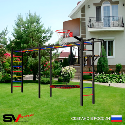 Уличная шведская стенка Sv Sport рукоход х 2 У52300.1К (Турник/Брусья/Гнездо 100см/Щит баскет)