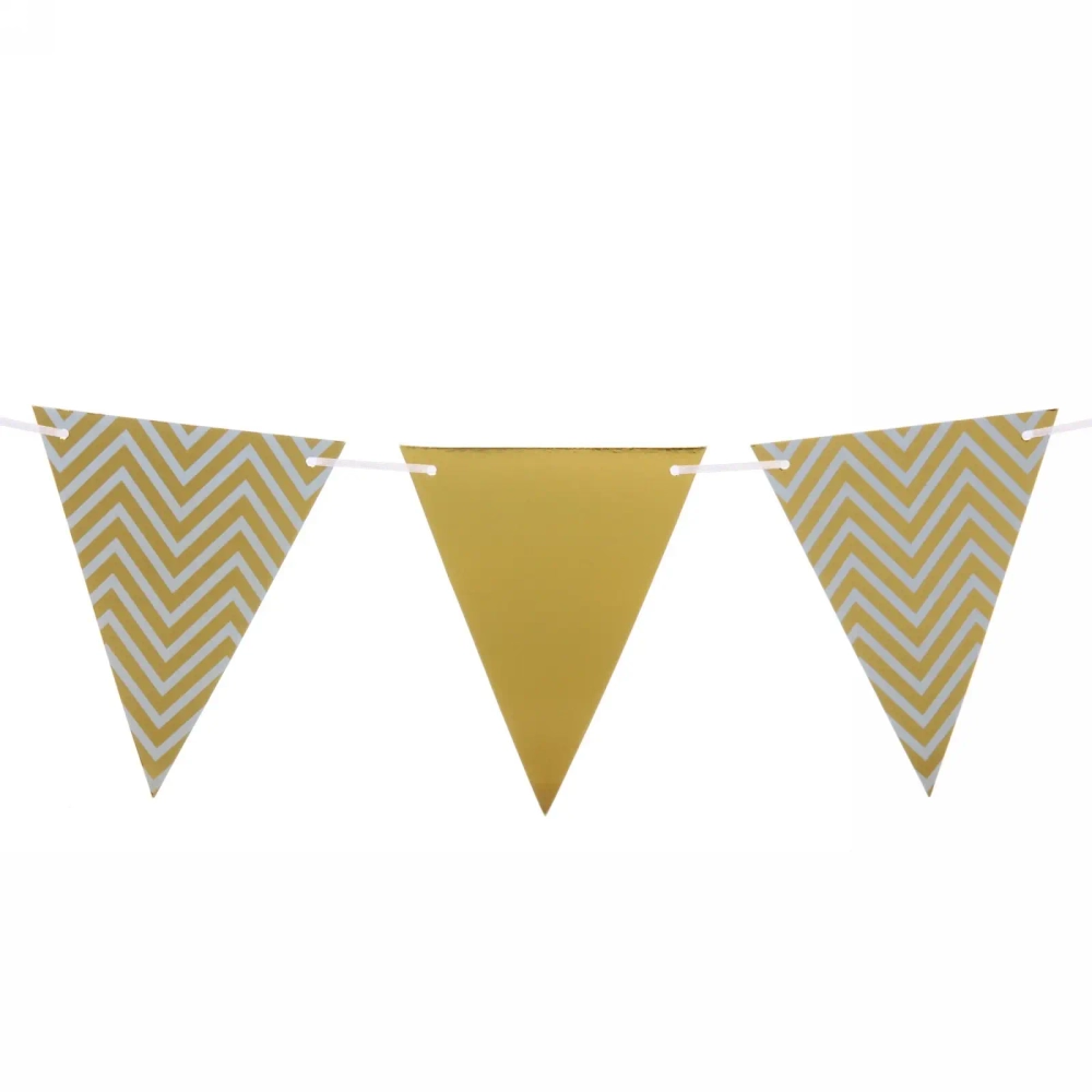 Растяжка 3 м,7 см «Флажки», золото