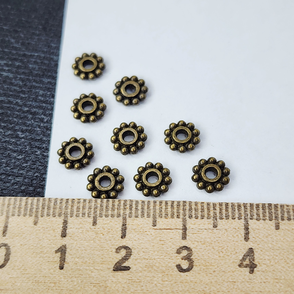 Разделитель для бусин, 6мм, античная бронза