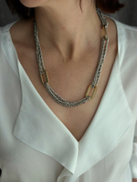 Цепь серебряная двойная с золотыми овалами